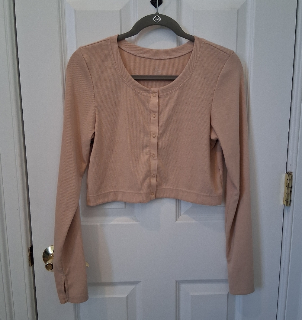 Aerie Blush Button-Up Crop Top